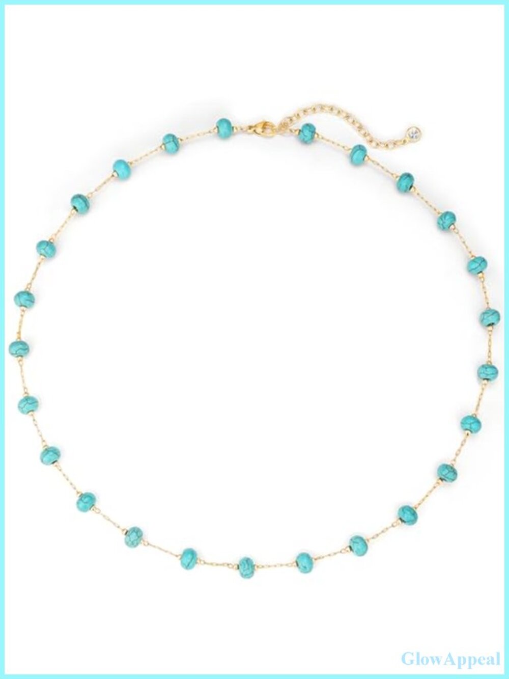 14K Gold Plated Brass Created Turquoise Beaded Choker Necklace